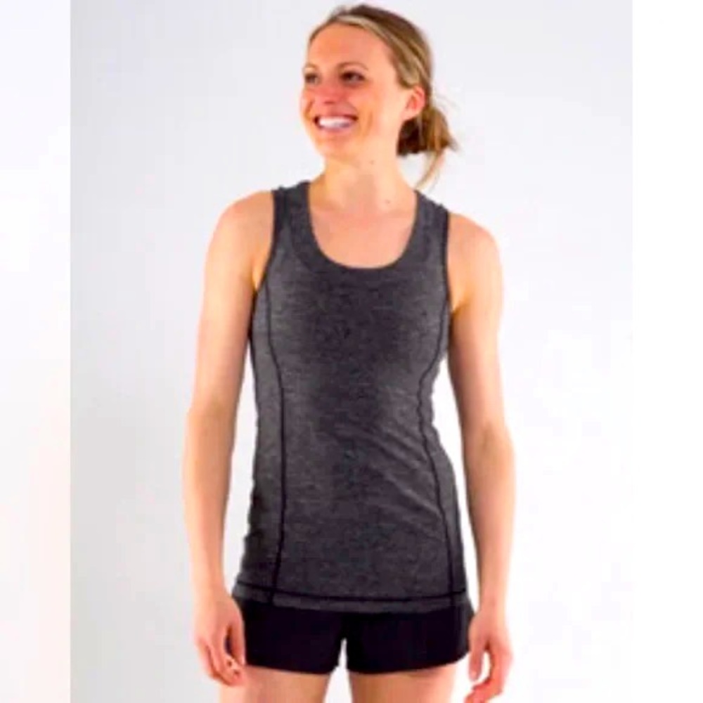 Lululemon Athletica run free tank Heathered black/grey size 4
